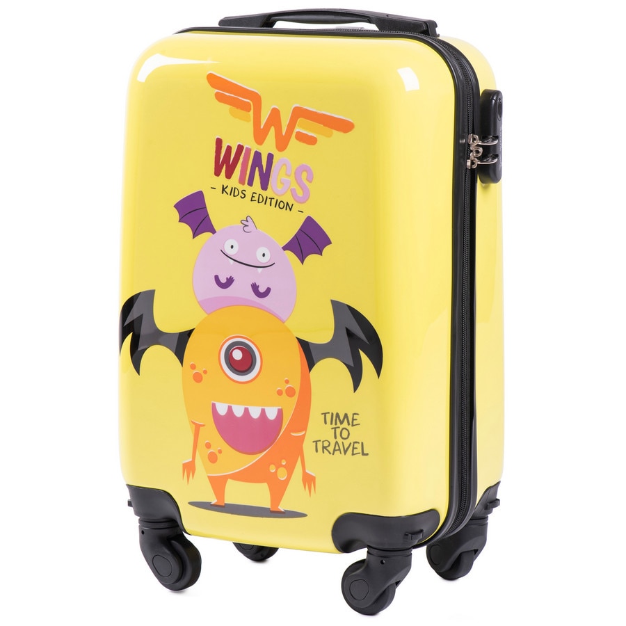 Troler Cabina, Policarbonat, WINGS, 4 Roti, WKIDS - 50 cm, Imprimeu Monster