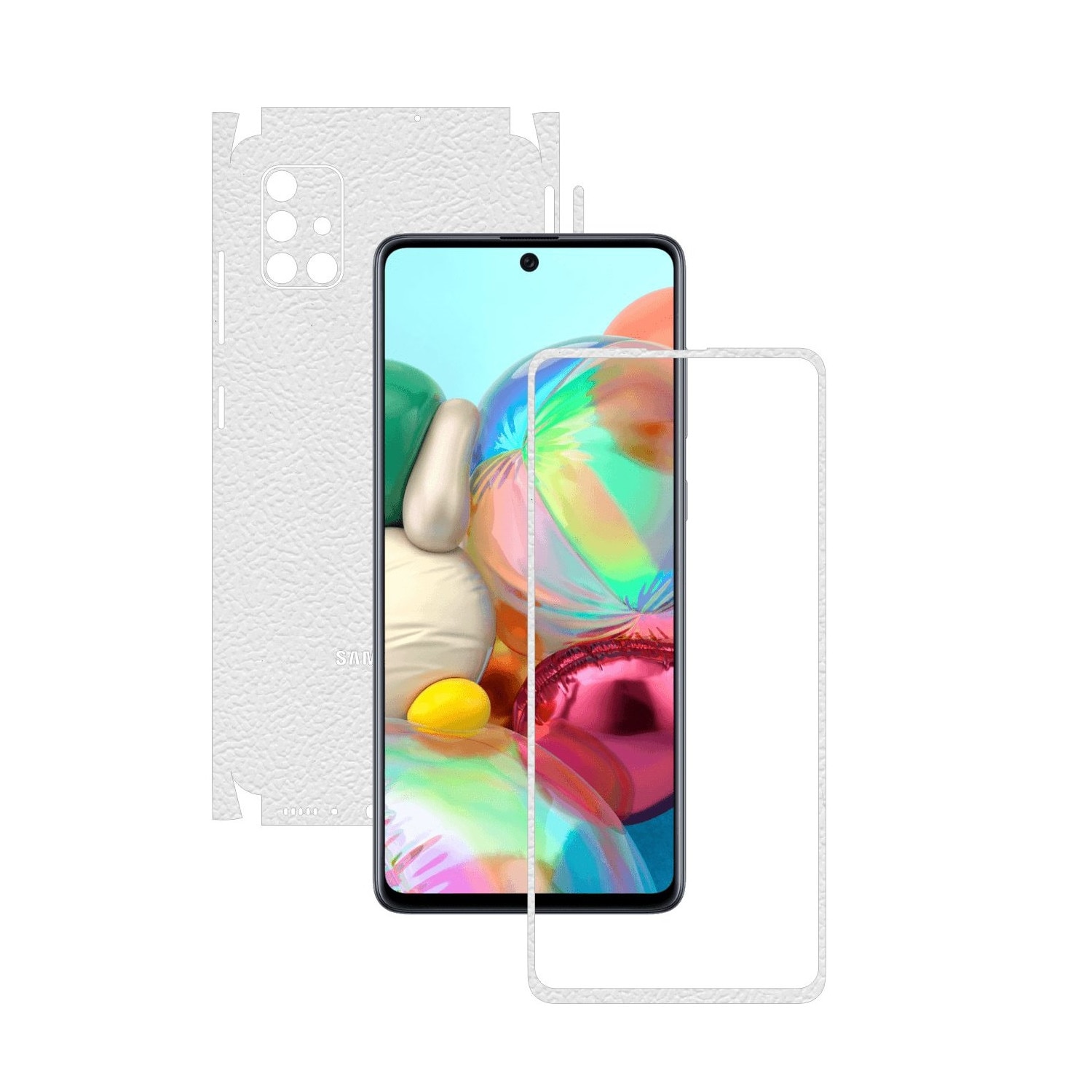 Folie Protectie Carbon Skinz pentru Samsung Galaxy A71 - Piele Alba 360 Cut, Skin Adeziv Full Body Cover pentru Rama Ecran, Carcasa Spate si Laterale