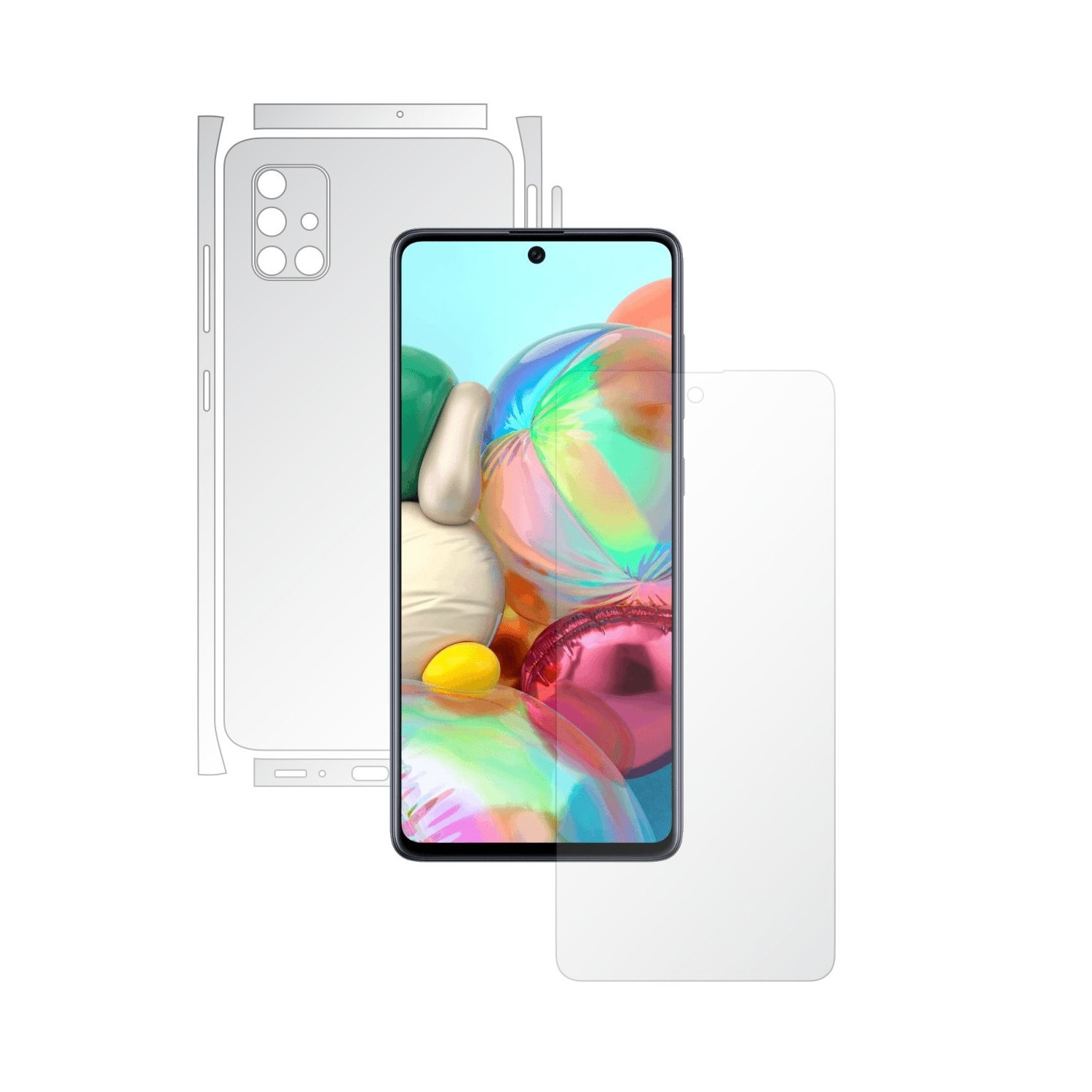 Folie Full Body Invisible Skinz HD pentru Samsung Galaxy A71 - Folie Protectie Siliconica Ultra-Clear cu taiere Split Cut pentru Ecran, Carcasa Spate si Laterale, Skin Adeziv Transparent