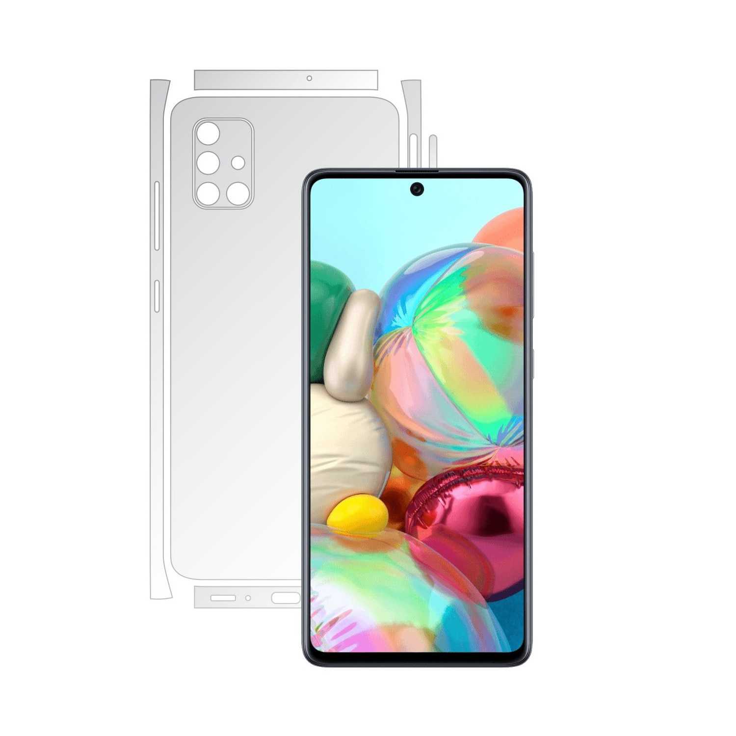 Folie Protectie Spate Invisible Skinz HD pentru Samsung Galaxy A51 - Folie Siliconica Ultra-Clear cu taiere Split Cut pentru Carcasa Spate si Laterale, Skin Adeziv Transparent