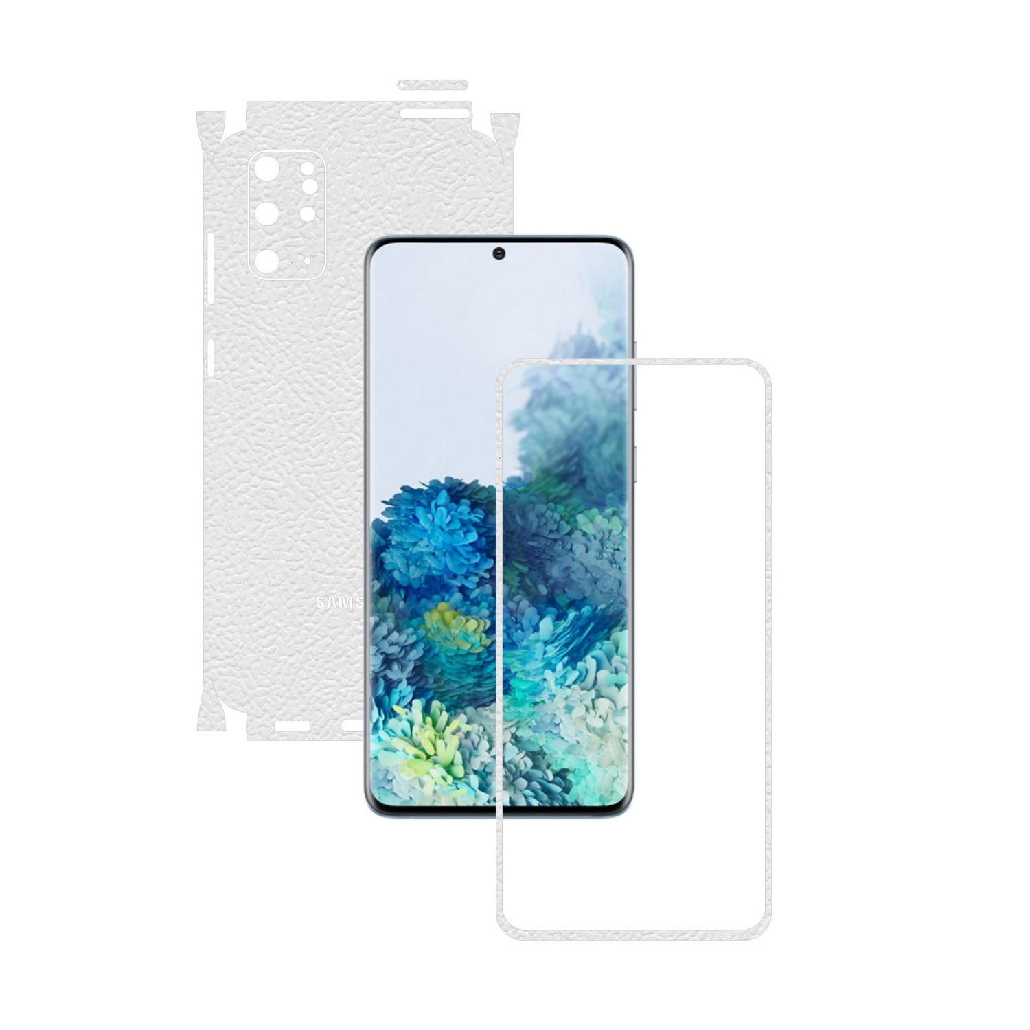 Folie Protectie Carbon Skinz pentru Samsung Galaxy S20+ Plus, (5G) - Piele Alba 360 Cut, Skin Adeziv Full Body Cover pentru Rama Ecran, Carcasa Spate si Laterale
