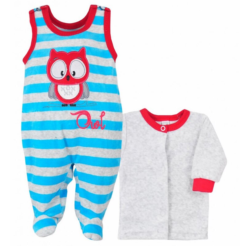 Compleu 2 piese salopeta si bluza pentru baieti Koala Mala Sowa 06-036, Multicolor