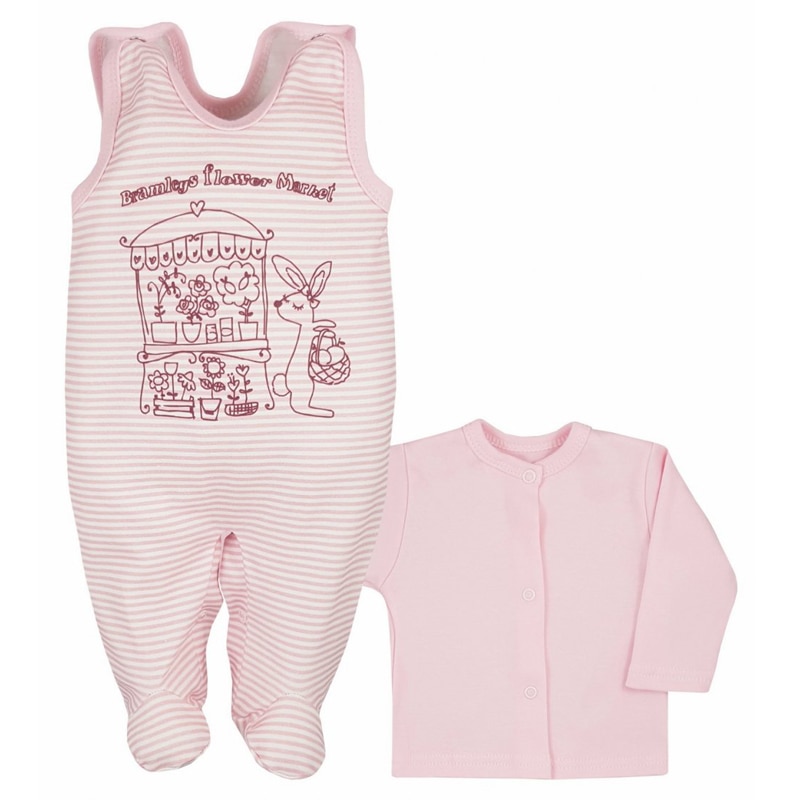 Compleu 2 piese salopeta si bluza pentru fete Koala Miasteczko 3777R, Roz, 68 cm