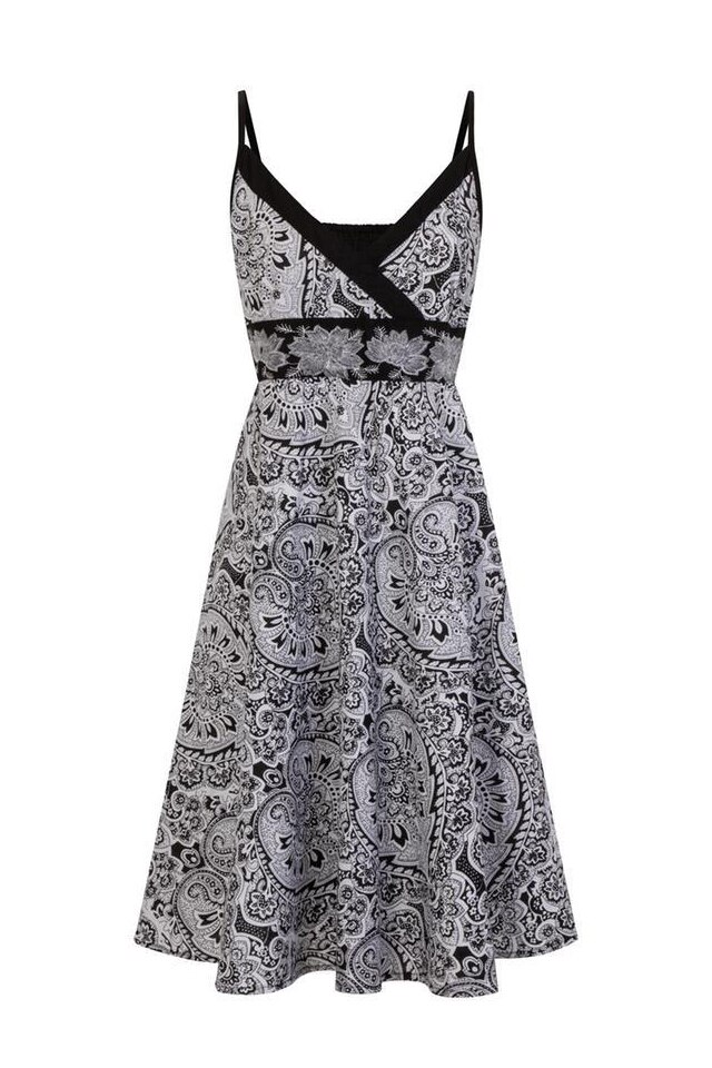 Rochie imprimata Pistachio dama, negru/alb, marimea S