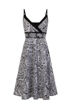 Rochie imprimata Pistachio dama, negru/alb, marimea S Rochie imprimata Pistachio dama, negru/alb, marimea S