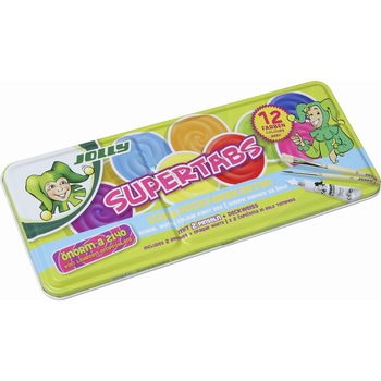 Set 12 acuarele, 2 pensule, tub alb, cutie metalica, Jolly Set 12 acuarele, 2 pensule, tub alb, cutie metalica, Jolly