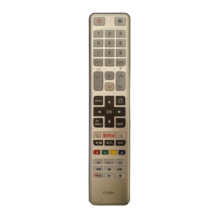 Telecomanda dedicata pentru televizoarele LED, LCD Toshiba, buton Netflix, elSales, argintiu
