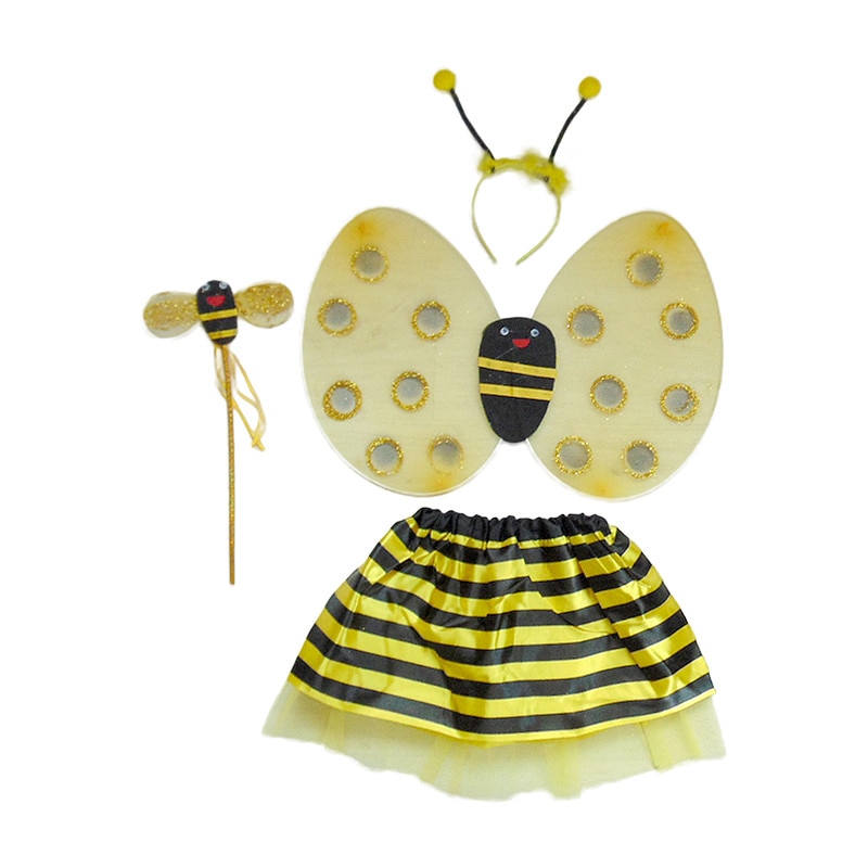 Set fete albina cu fusta in dungi, 3-5ani, Funny Party Shop