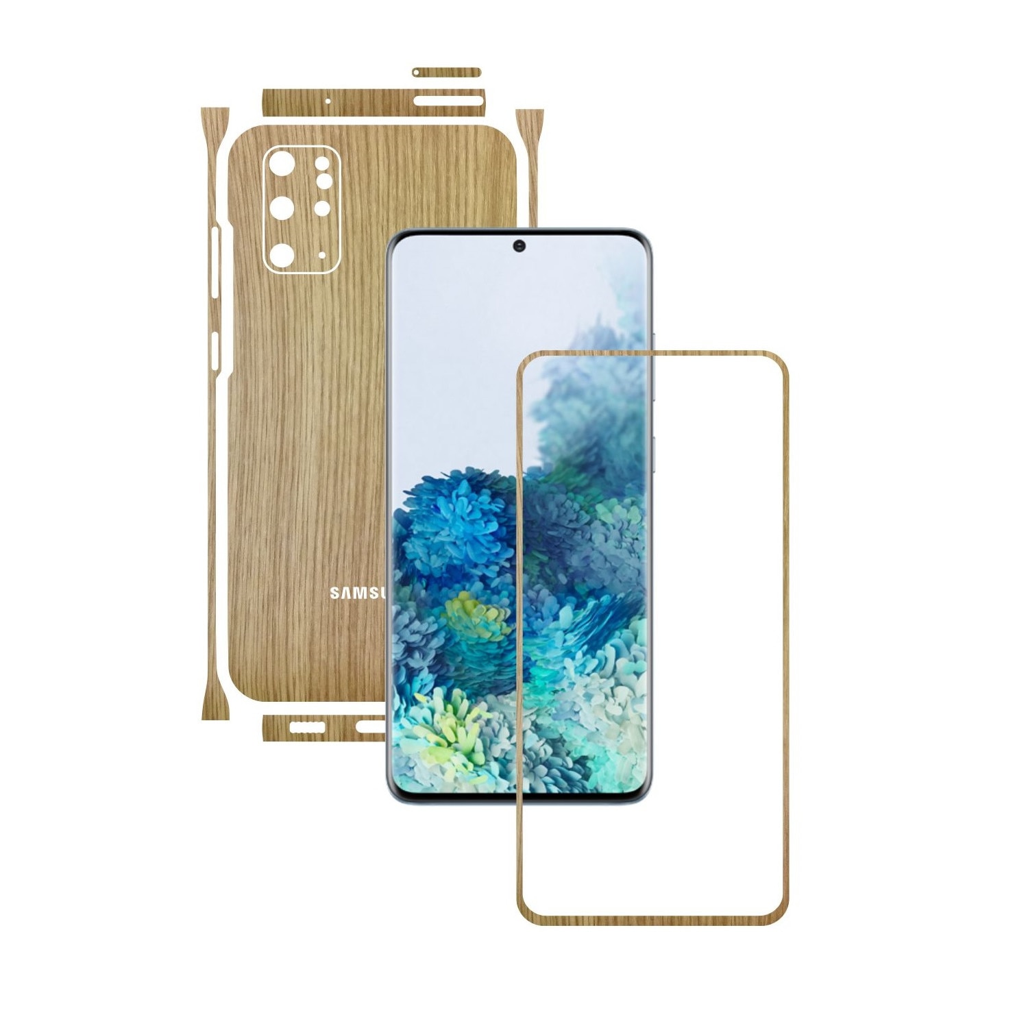 Folie Protectie Carbon Skinz pentru Samsung Galaxy S20+ Plus, (5G) - Lemn Stejar Split Cut, Skin Adeziv Full Body Cover pentru Rama Ecran, Carcasa Spate si Laterale