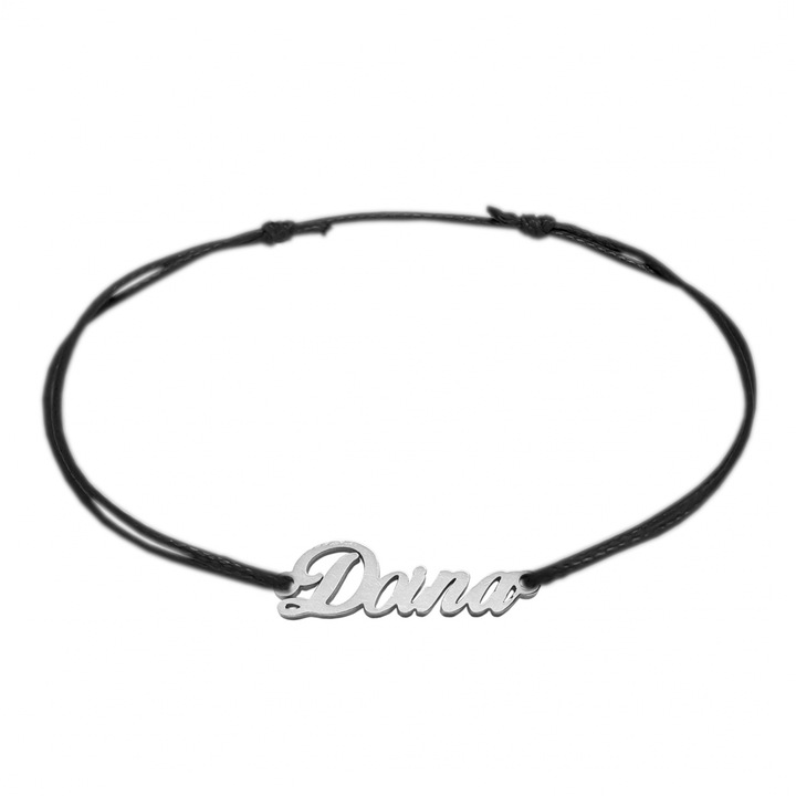 Bratara din snur personalizata cu nume DOINA din argint reglabila 9456100 Dras