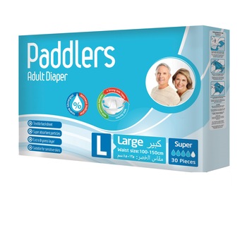 Set Scutece adulti, Marca Paddlers, Marimea L-Large, 30 bucati per set Set Scutece adulti, Marca Paddlers, Marimea L-Large, 30 bucati per set