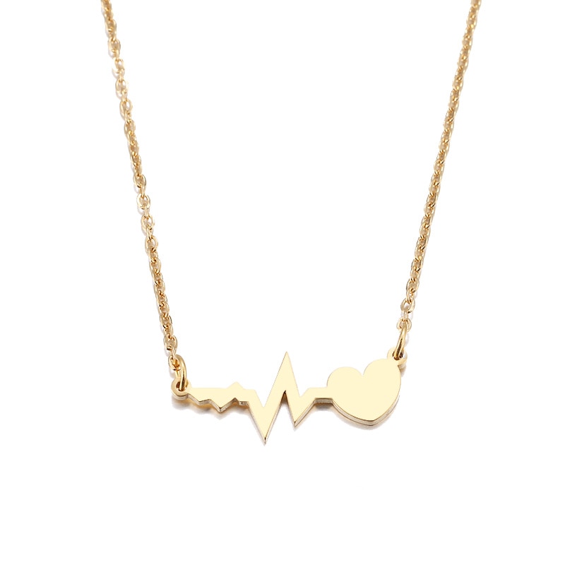 Lantisor Heart Beats, FabulousByViolet, inox placat cu aur - 45 cm