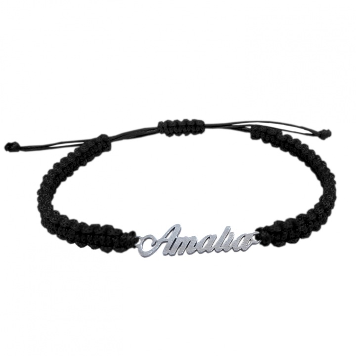 Bratara din snur impletita manual personalizata cu nume AMALIA din argint reglabila 9438100 Dras