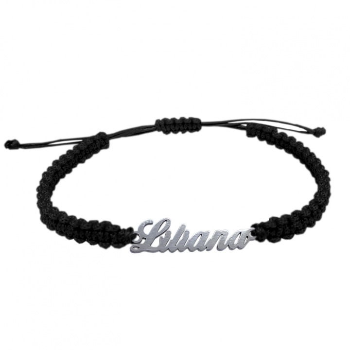 Bratara din snur impletita manual personalizata cu nume Liliana din argint reglabila 9435100 Dras