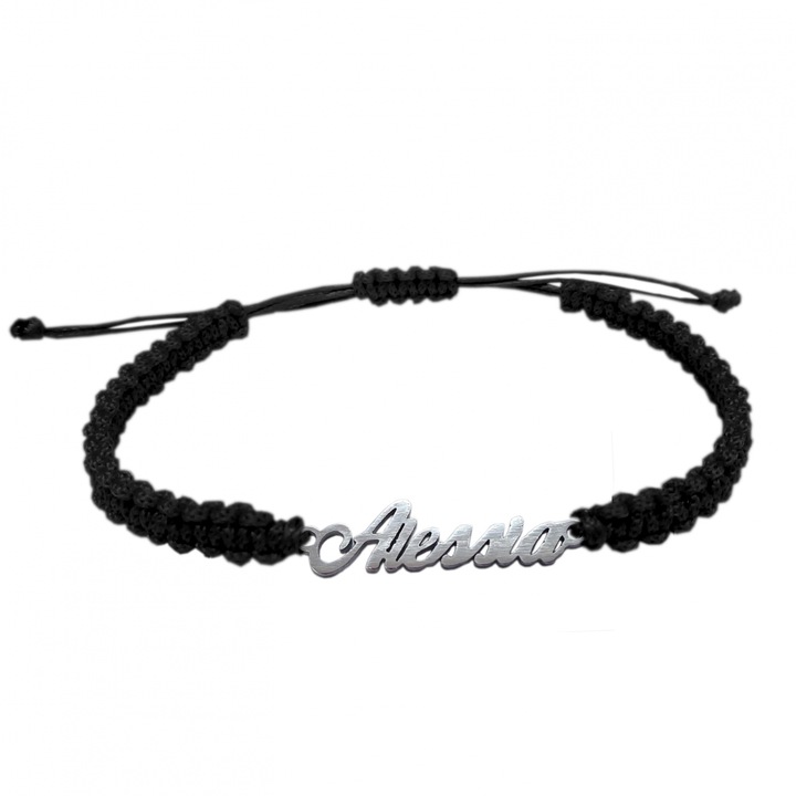 Bratara din snur impletita manual personalizata cu nume ALESSIA din argint reglabila 9461100 Dras