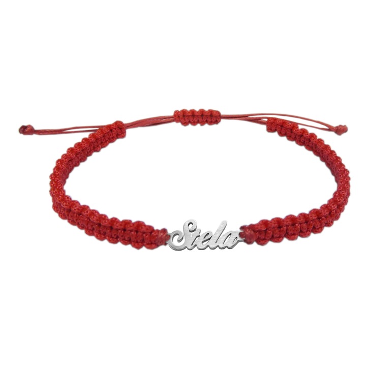 Kézzel fonott zsinór karkötő személyre szabottan STELA névvel ezüst állítható 9451100 Dras