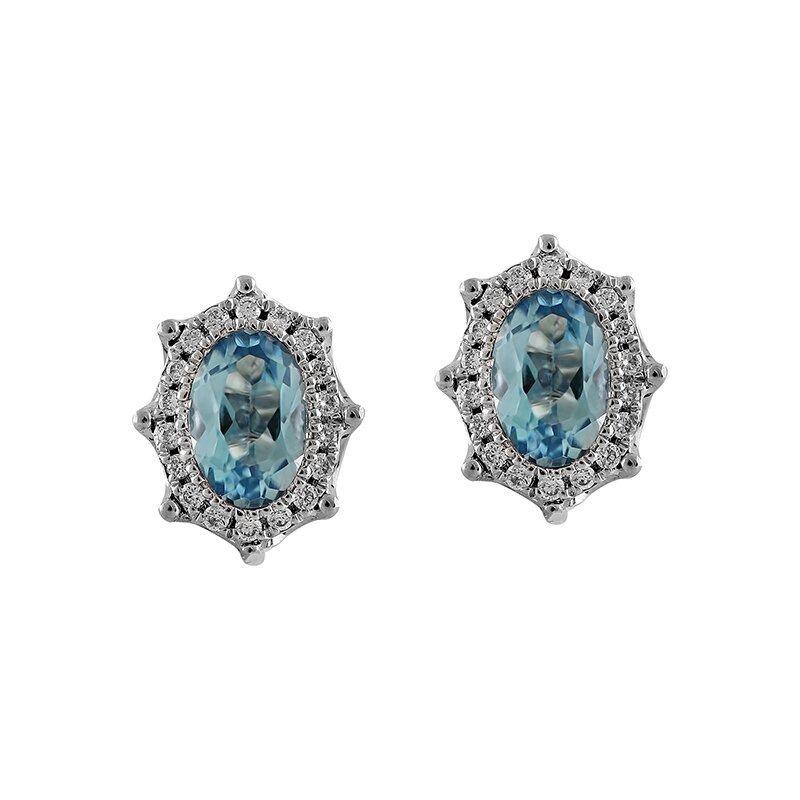 Cercei Deruvo Aur 18k Diamante, Topaz Albastru E33766P-BTDW