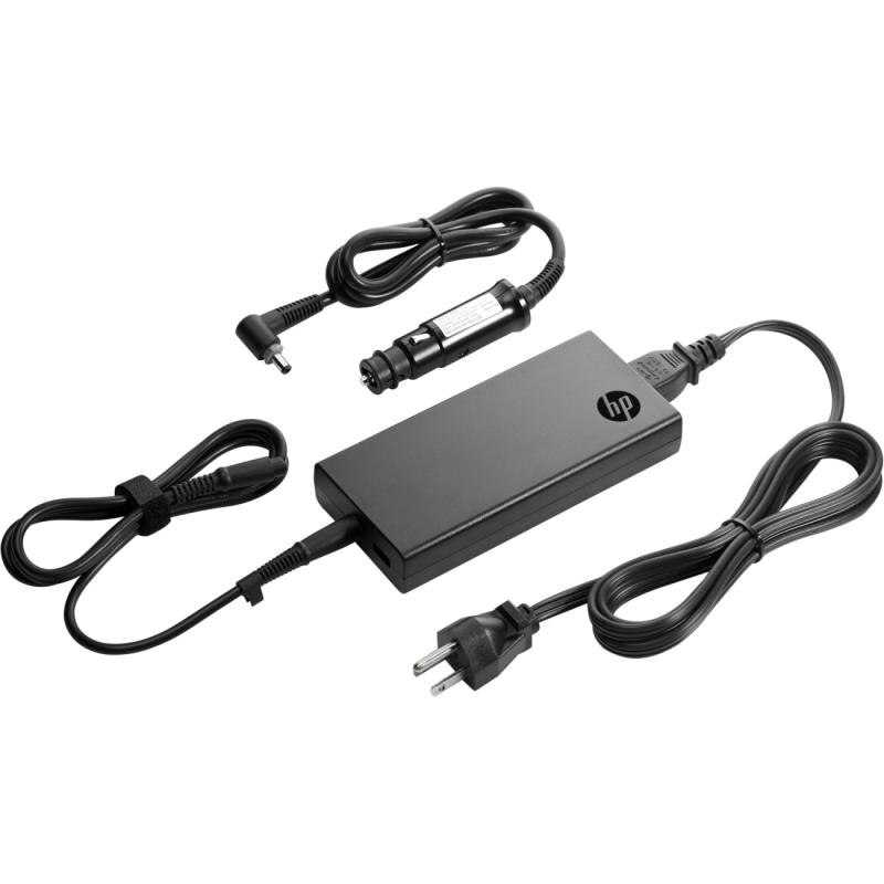 Adaptor Slim Combo HP 90W, Cablu de alimentare inclus, Conectivitate USB 2.0, Greutate 400 g, Dimensiuni 15.1 x 7 x 2.5 cm, negru