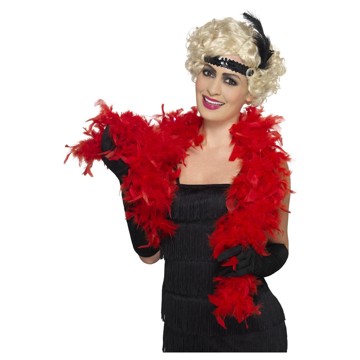 Sal din pene, rosu, Smiffy, 180 cm