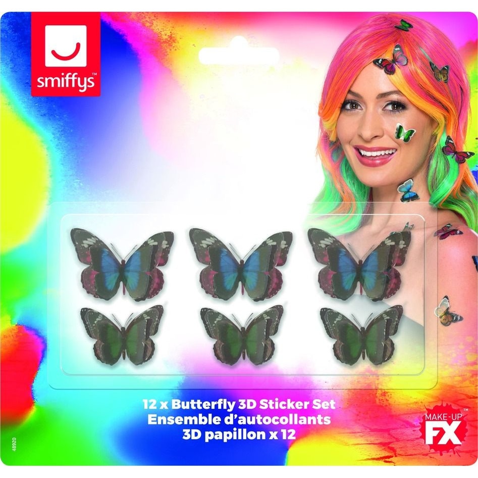 Set stickere 3D fluturas, Smiffy