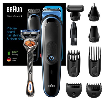 Aparat pentru tuns si ingrijirea barbii Braun MGK5280 Wet&Dry, AutoSense, 9-in-1 pentru fata si corp, 4 piepteni, 3 accesorii extra, Aparat de ras Gillette, Saculet de voiaj, Negru/Albastru Aparat pentru tuns si ingrijirea barbii Braun MGK5280 Wet&Dry, AutoSense, 9-in-1 pentru fata si corp, 4 piepteni, 3 accesorii extra, Aparat de ras Gillette, Saculet de voiaj, Negru/Albastru