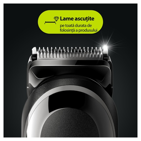 Aparat de tuns multifunctional Braun MGK5260 Wet&Dry, AutoSense, 8-in-1 pentru fata si corp, 4 piepteni, 1 accesoriu extra, Aparat de ras Gillette, Negru