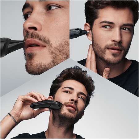 Aparat de tuns multifunctional Braun MGK5260 Wet&Dry, AutoSense, 8-in-1 pentru fata si corp, 4 piepteni, 1 accesoriu extra, Aparat de ras Gillette, Negru