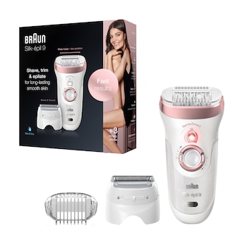 Epilator Braun Silk-épil 9 9/720 SensoSmart™, Micro-Grip, Wet & Dry, 40 pensete, 2 viteze, cap de ras, Saculet pentru voiaj, Alb/Roz Epilator Braun Silk-épil 9 9/720 SensoSmart™, Micro-Grip, Wet & Dry, 40 pensete, 2 viteze, cap de ras, Saculet pentru voiaj, Alb/Roz