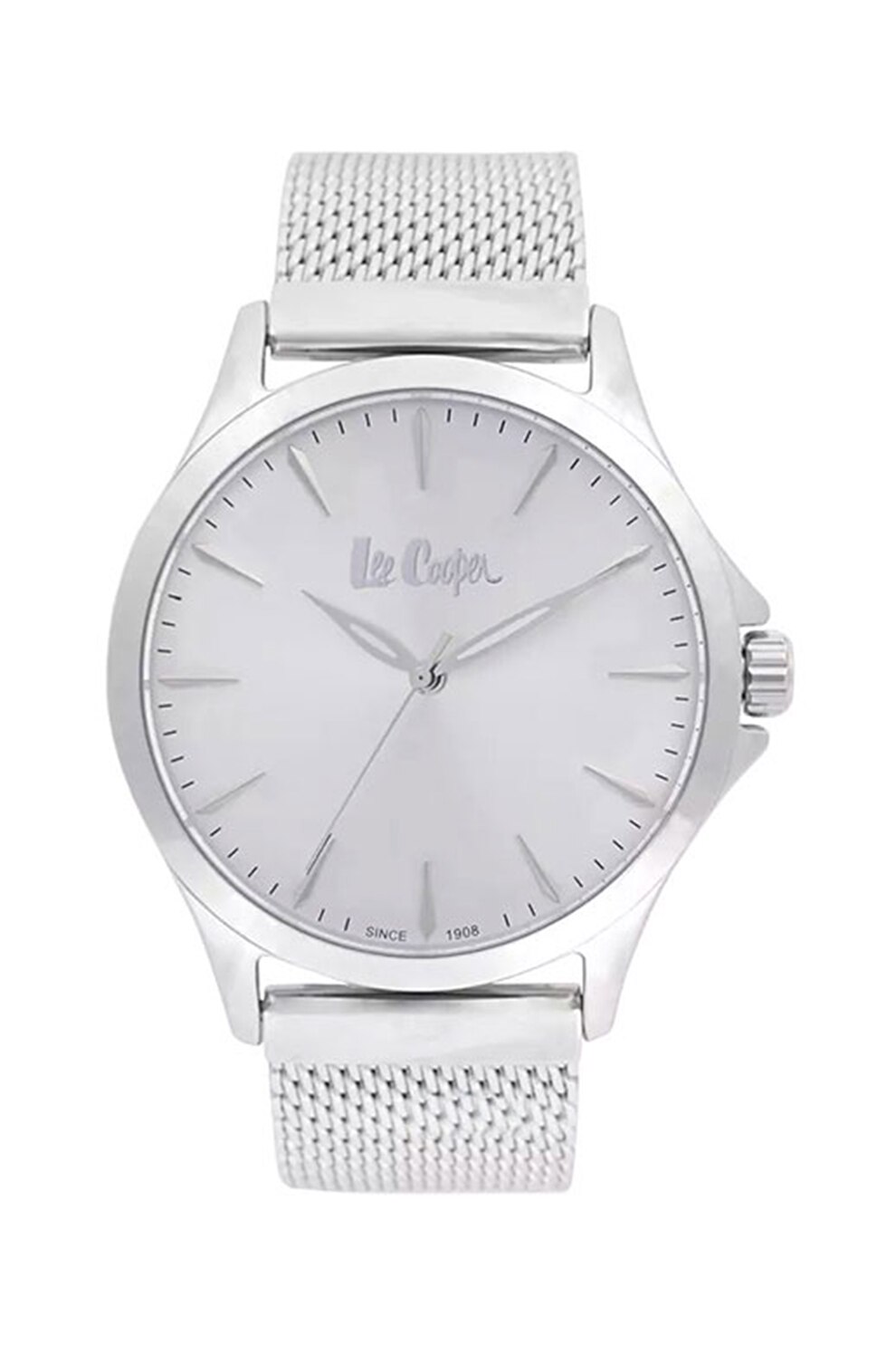 Lee Cooper, Ceas analog cu bratara metalica cu model plasa, Argintiu