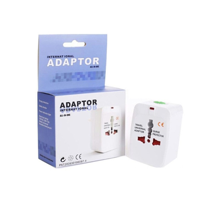 Adaptor de priza international all in one, universal, compact, cu protectii