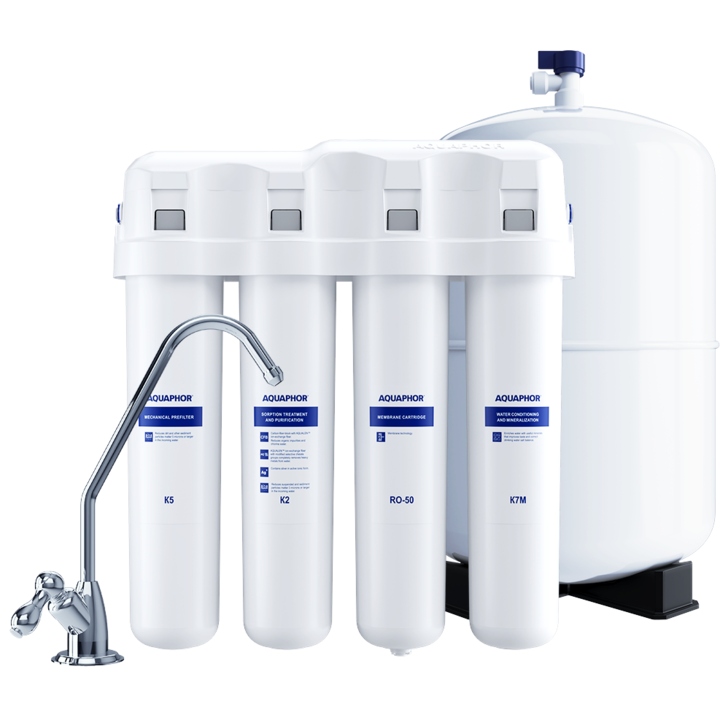 Система за филтриране на питейна вода Aquaphor Osmo Crystal, Обратна осмоза, 190 литра/ден, Резервоар 8 литра