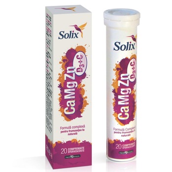 Solix Calciu Magneziu Zinc D3+C, 20 cpr. efervescente Solix Calciu Magneziu Zinc D3+C, 20 cpr. efervescente