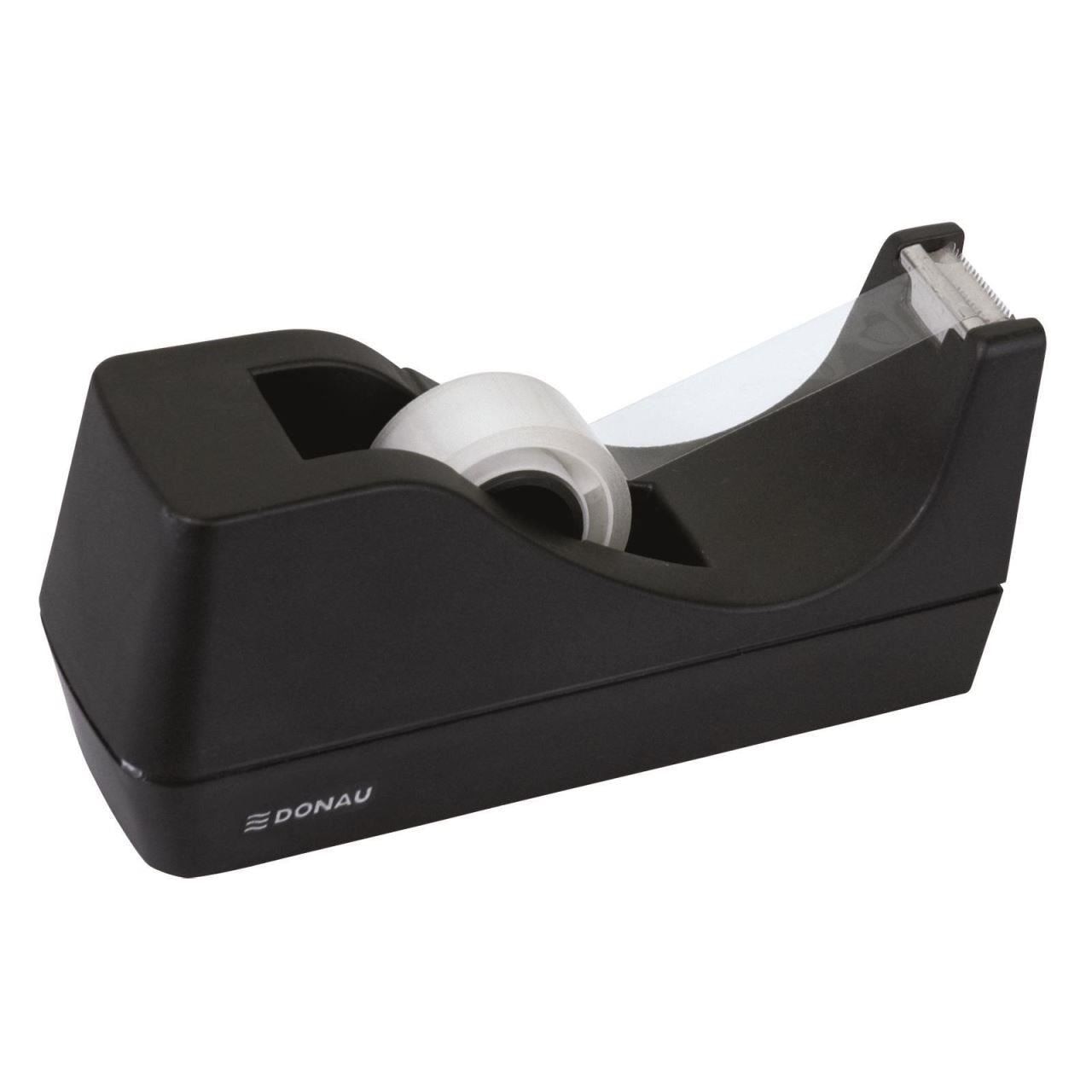 Dispenser de birou DOANU pentru banda adeziva, corp solid, latime banda 19mm, negru