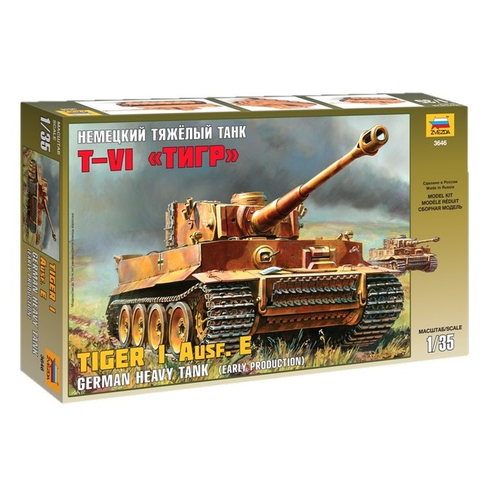 Zvezda, harckocsi makett Panzer Kpfw. T-VI Tiger Ausf. E 1:35