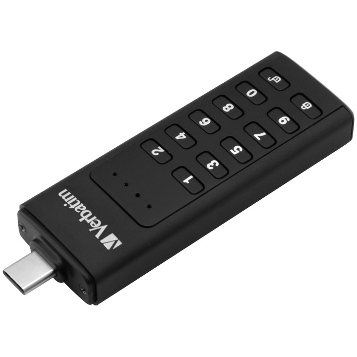 USB Flash памет Verbatim Keypad Secure 128GB, USB 3.1 Type-C, AES 256-bit hardware encryption