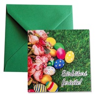 felicitare paste quotoua multicolore in iarbaquot 130x130 mm cu plic verde imagen 16_0_
0