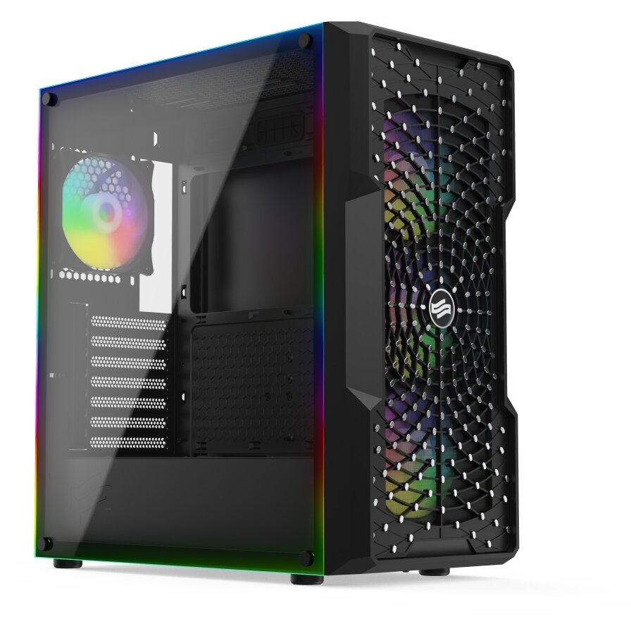 Carcasa SilentiumPC Astrum AT6V EVO TG ARGB, Middle Tower, E-ATX, fara sursa, black