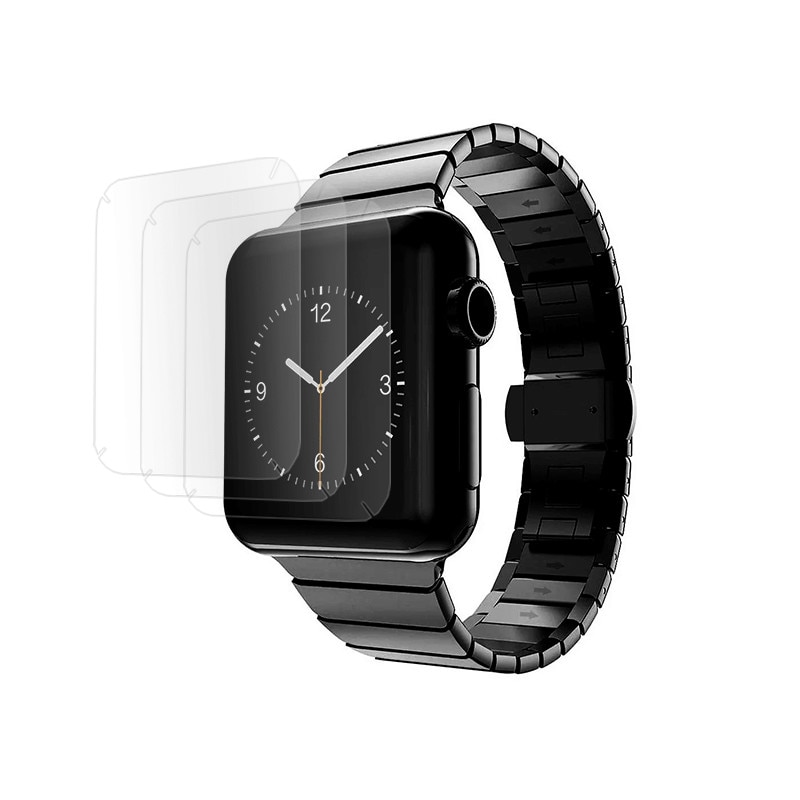 Set curea zale tip solzi inox pentru Apple Watch 42 / 44mm si 3 folii din hidrogel, negru