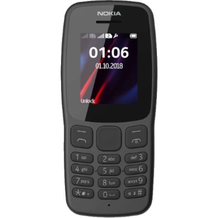 Мобилен телефон Nokia 106, Dual SIM, Черен