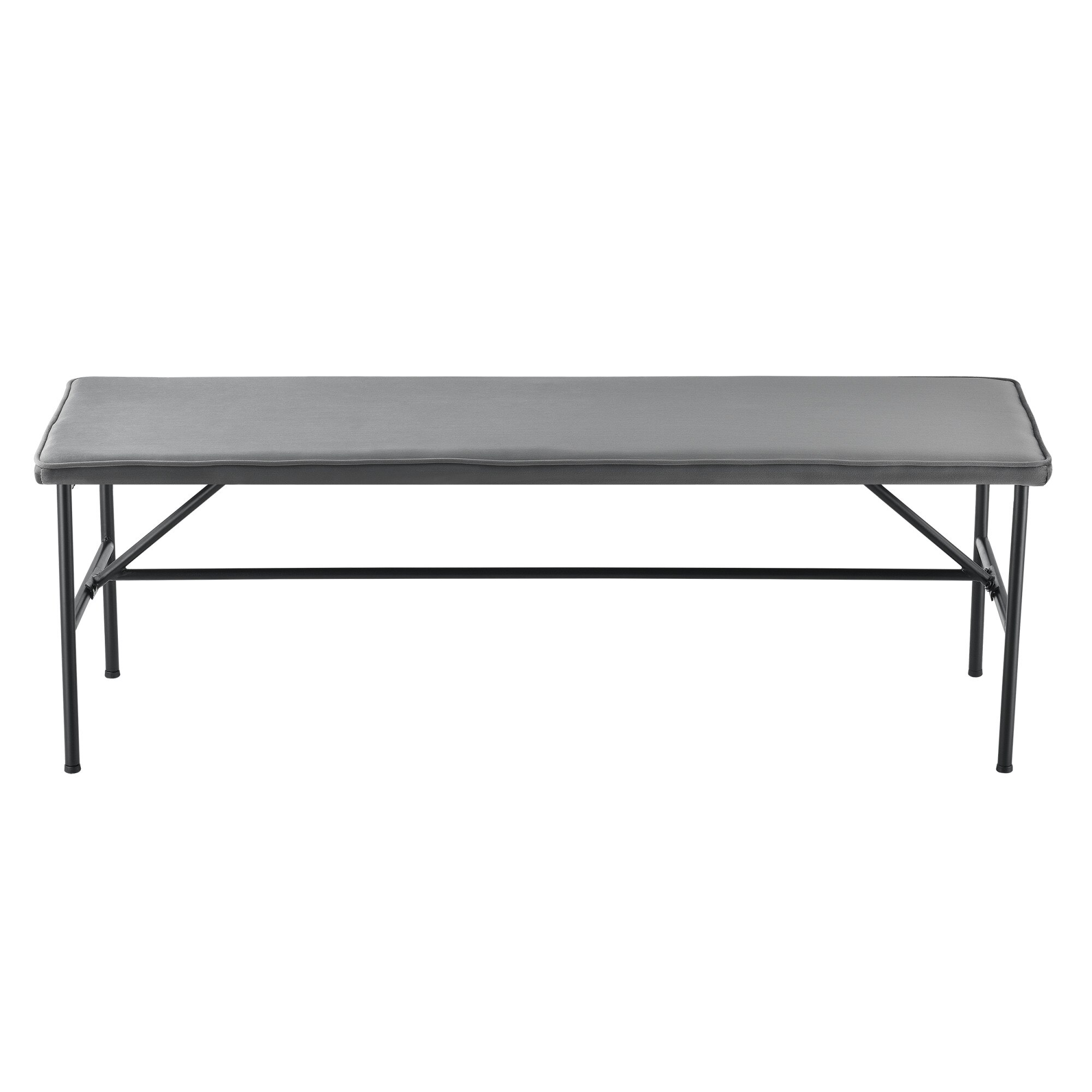 Bancheta tapitata Venturia, en.casa, 130 x 40 x 45 cm, textil/metal, gri inchis/negru