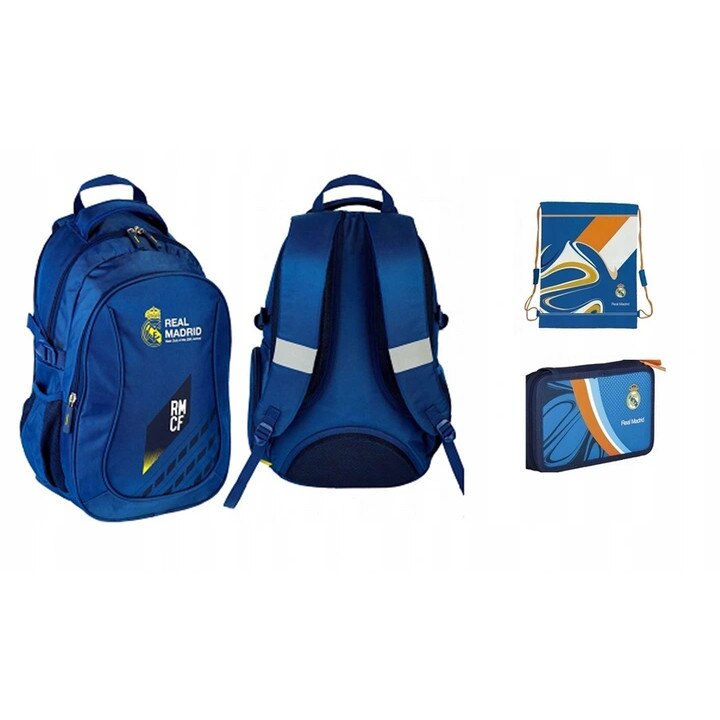Set rucsac scoala, Real Madrid, penar, sac pentru pantofi, multicolor