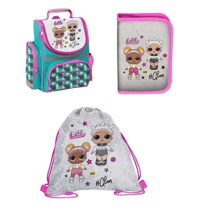 Set pentru scoala lol surprise, ghiozdan, penar, sac pentru pantofi