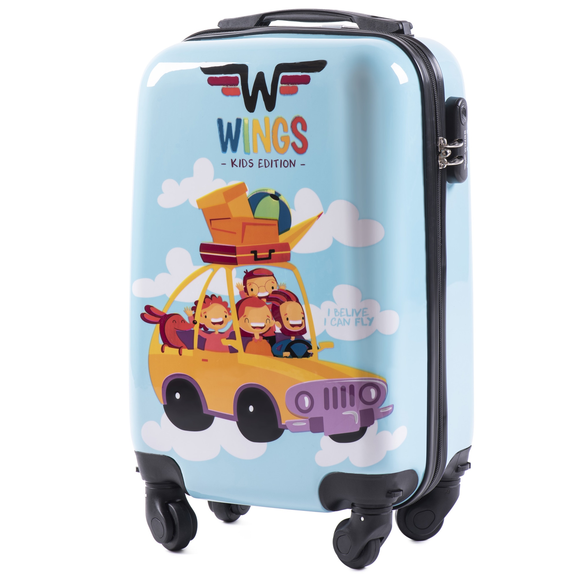 Troler Cabina, Policarbonat, WINGS, 4 Roti, WKIDS - 50 cm, Imprimeu Car