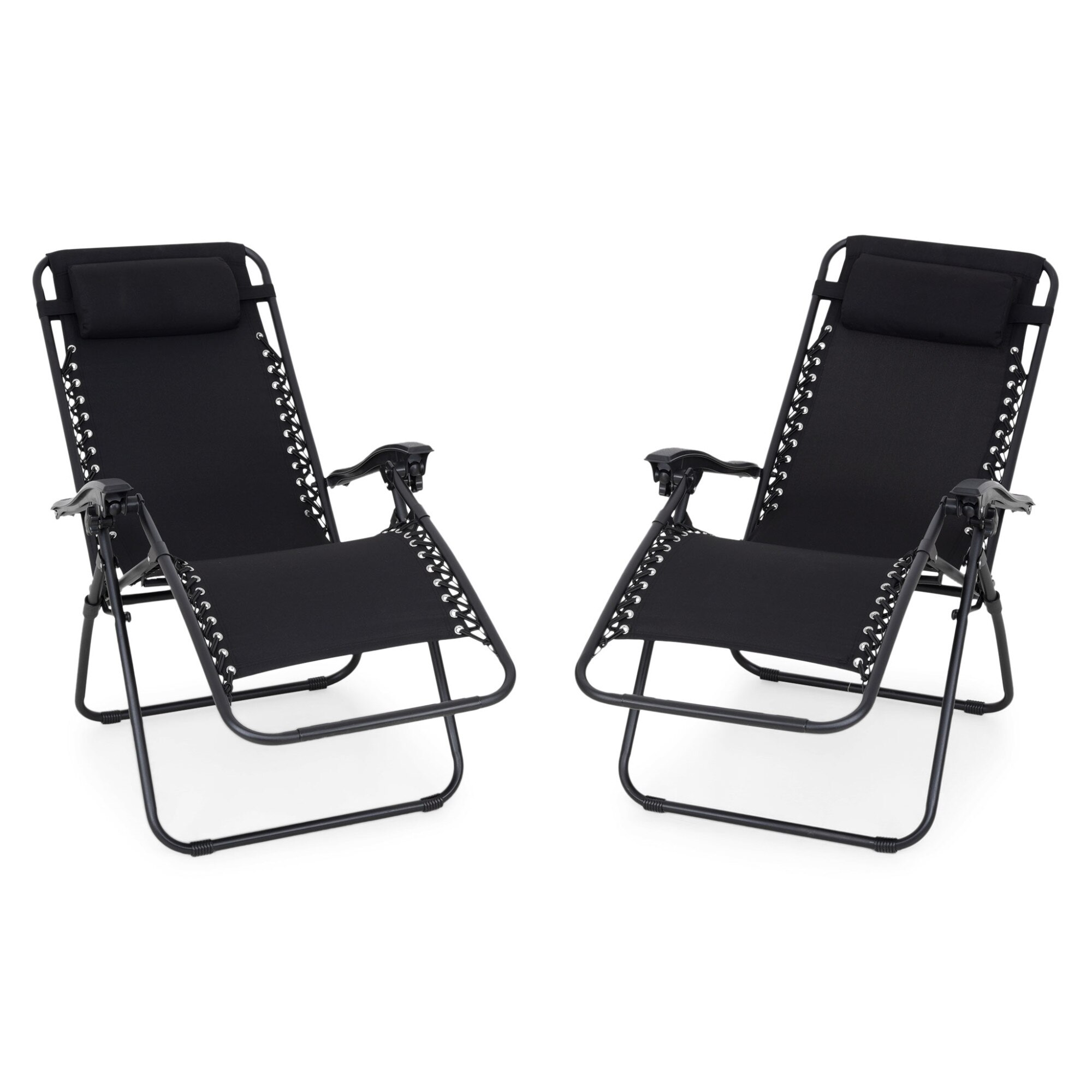 Set 2 sezlonguri pliabile gradina/terasa Maison Mex CANO 180x64.5x109.5Hcm negru