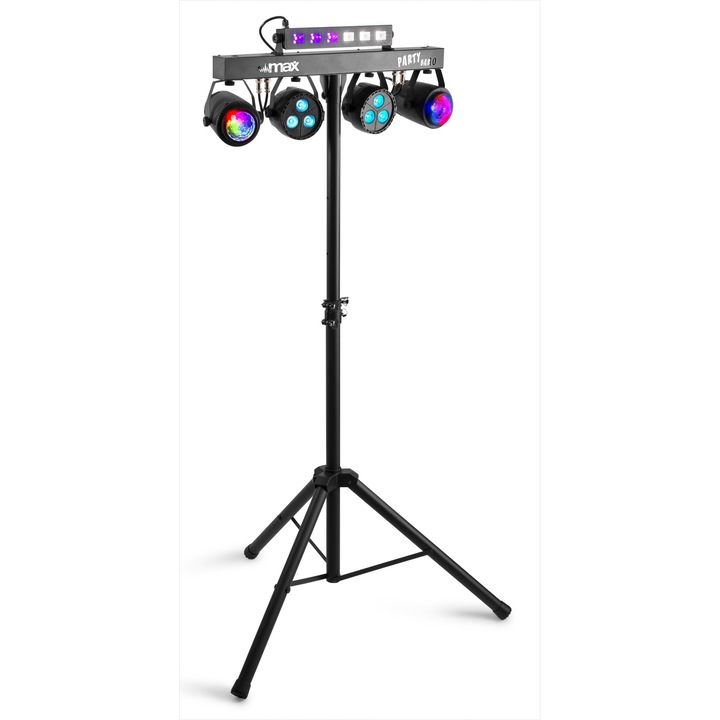 Fénykészlet, Li-Ion akkumulátorral, 2x Jelly Moon RGBW, 2x PAR RGBW, 1x UV Strobe, Max Partybar10
