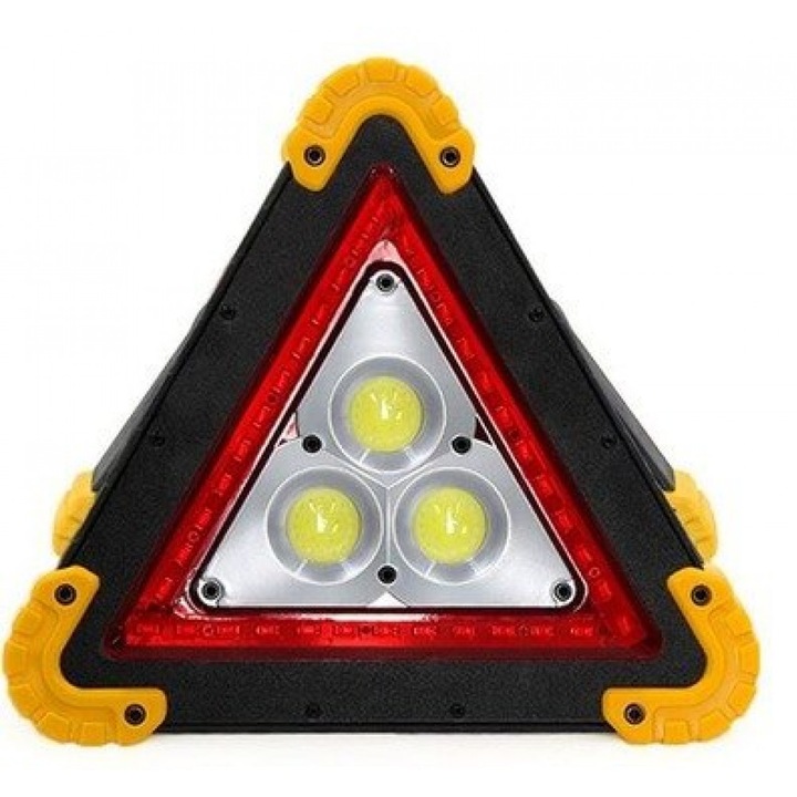 Светлоотразителен триъгълник, осветен с 3 светодиода със слънчево или USB зареждане, регулируема яркост