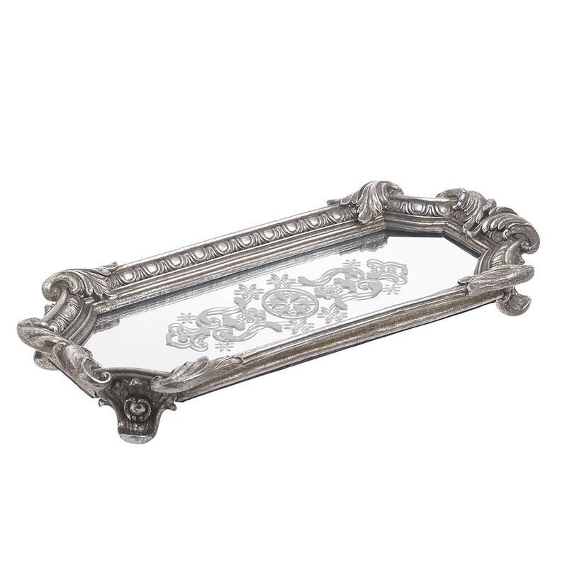 Tava din rasina cu oglinda Antique Silver 32 cm