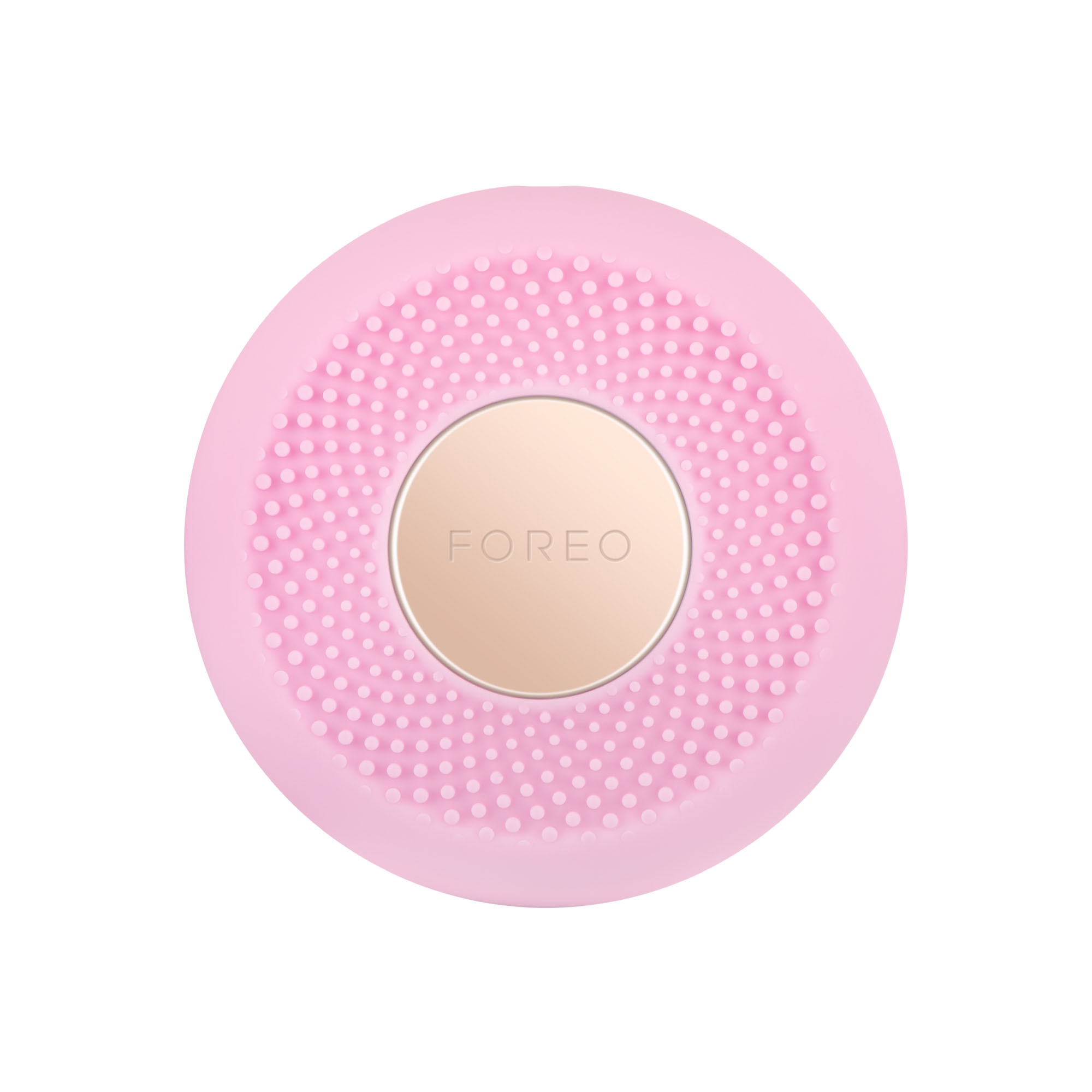 Dispozitiv FOREO UFO™ mini 2 Pearl Pink pentru aplicarea eficienta a Power Mask Device, pentru un tratament facial accelerat