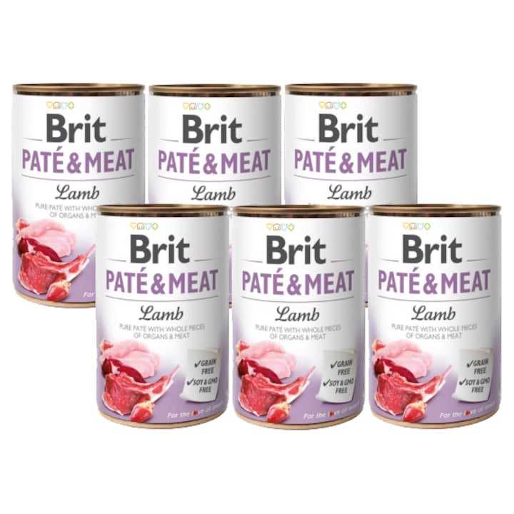 Brit Paté&Meat nedves kutyaeledel, Bárány, 6x 400 g