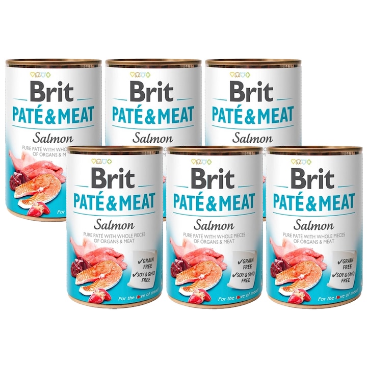 Brit Paté&Meat nedves kutyaeledel, Lazac, 6x 400 g